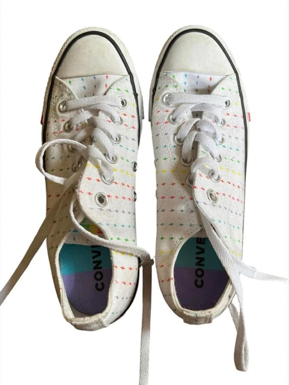 US 7 Converse Chuck Taylor All Star Rainbow Bolt Pride Sneakers